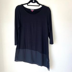 Vince Camuto Black Asymmetrical Tunic Top